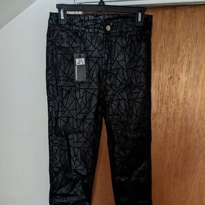 NWT APPERLOTH A GEOMETRIC PATTERN PU FAUX LEATHER SKINNY PANTS SIZE MEDIUM